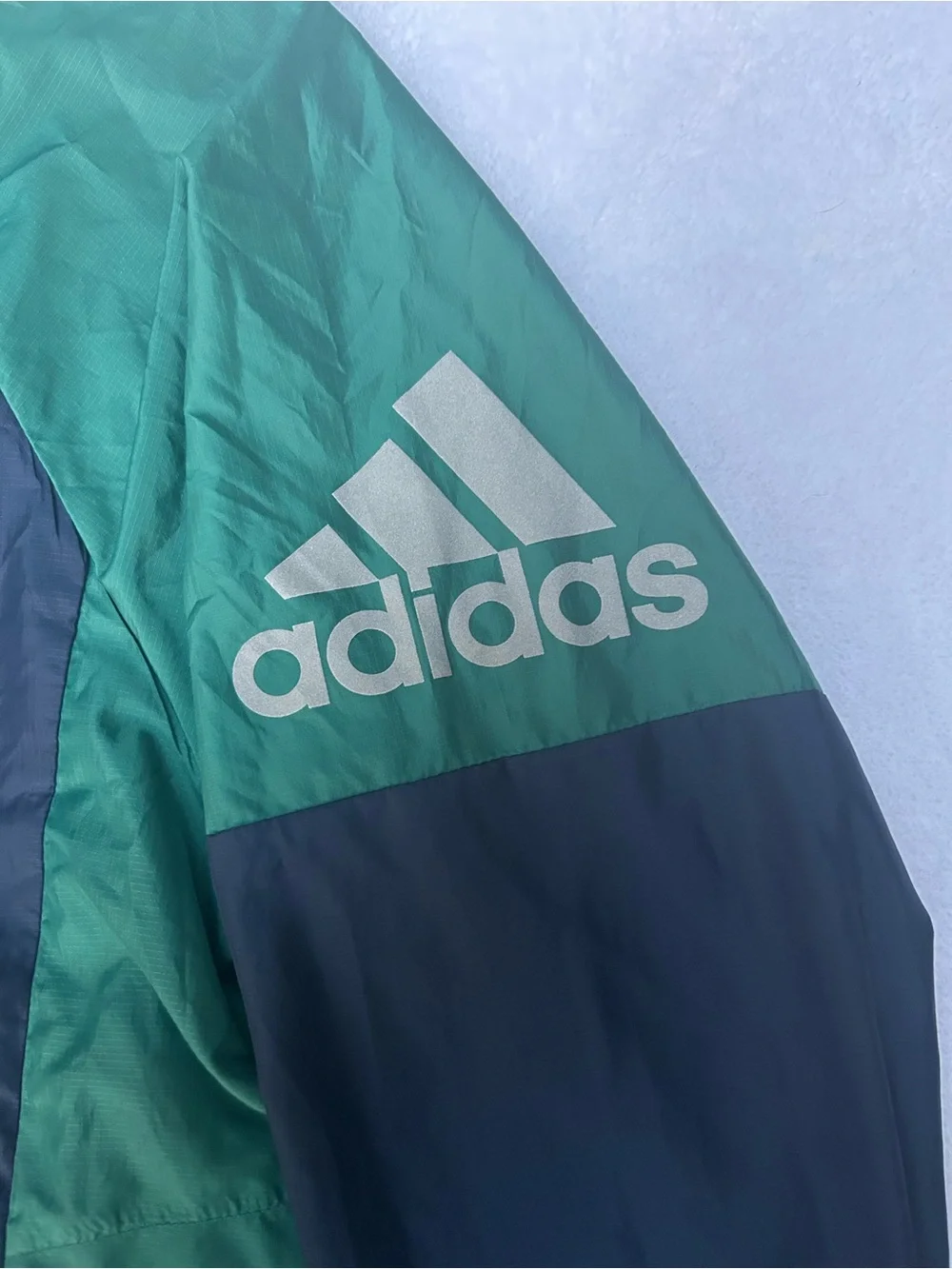Adidas Navy and Teal Full-Zip Windbreaker Jacket